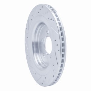 Ford Mustang Brake Rotor (1) - Rear Right - R1 Concepts - Drilled & Slotted - Silver - `15-`23